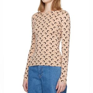 Marine Serre Peach Crescent-Print Long Sleeve Top